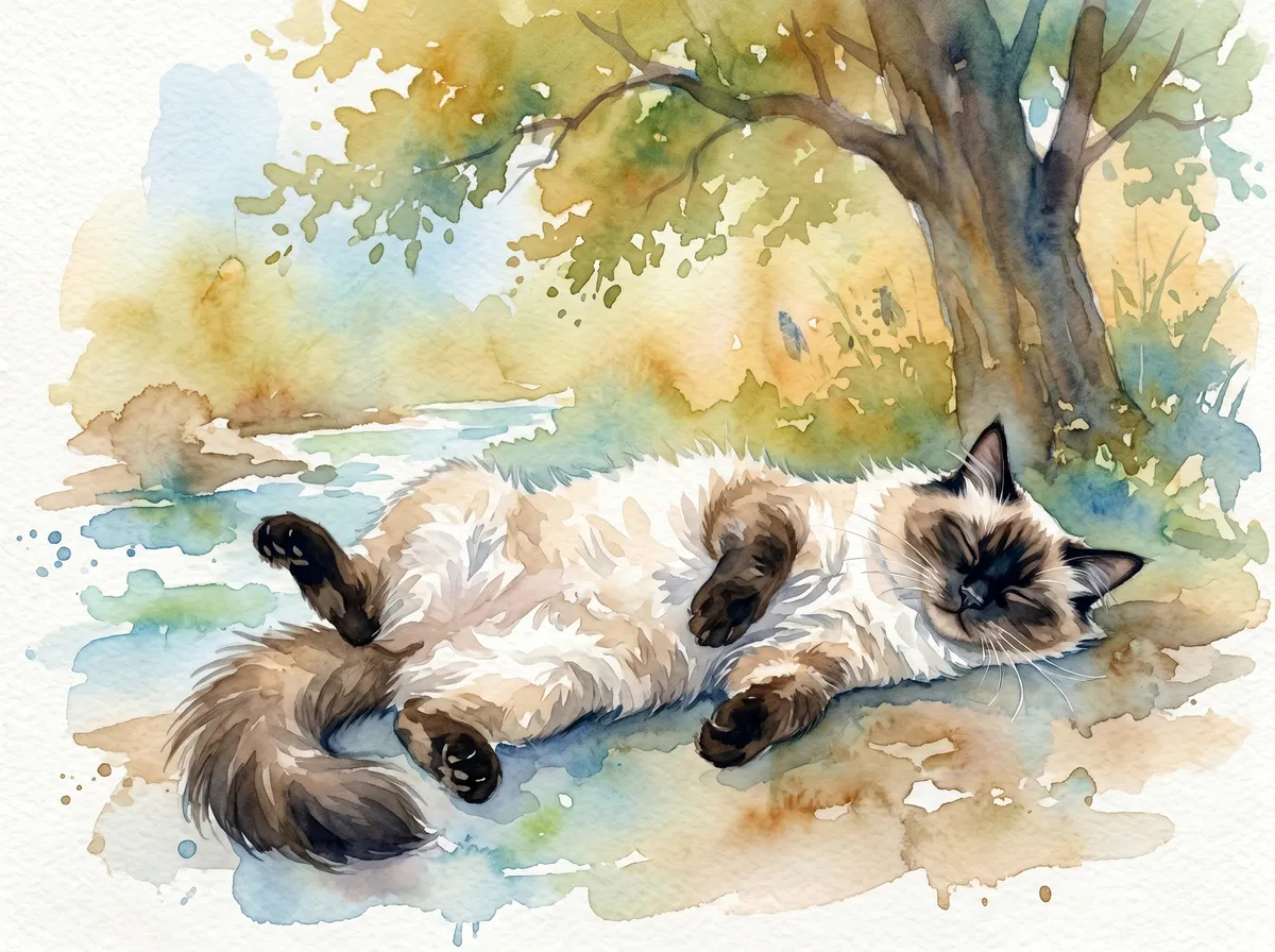 Ragdoll watercolor calendar month 8